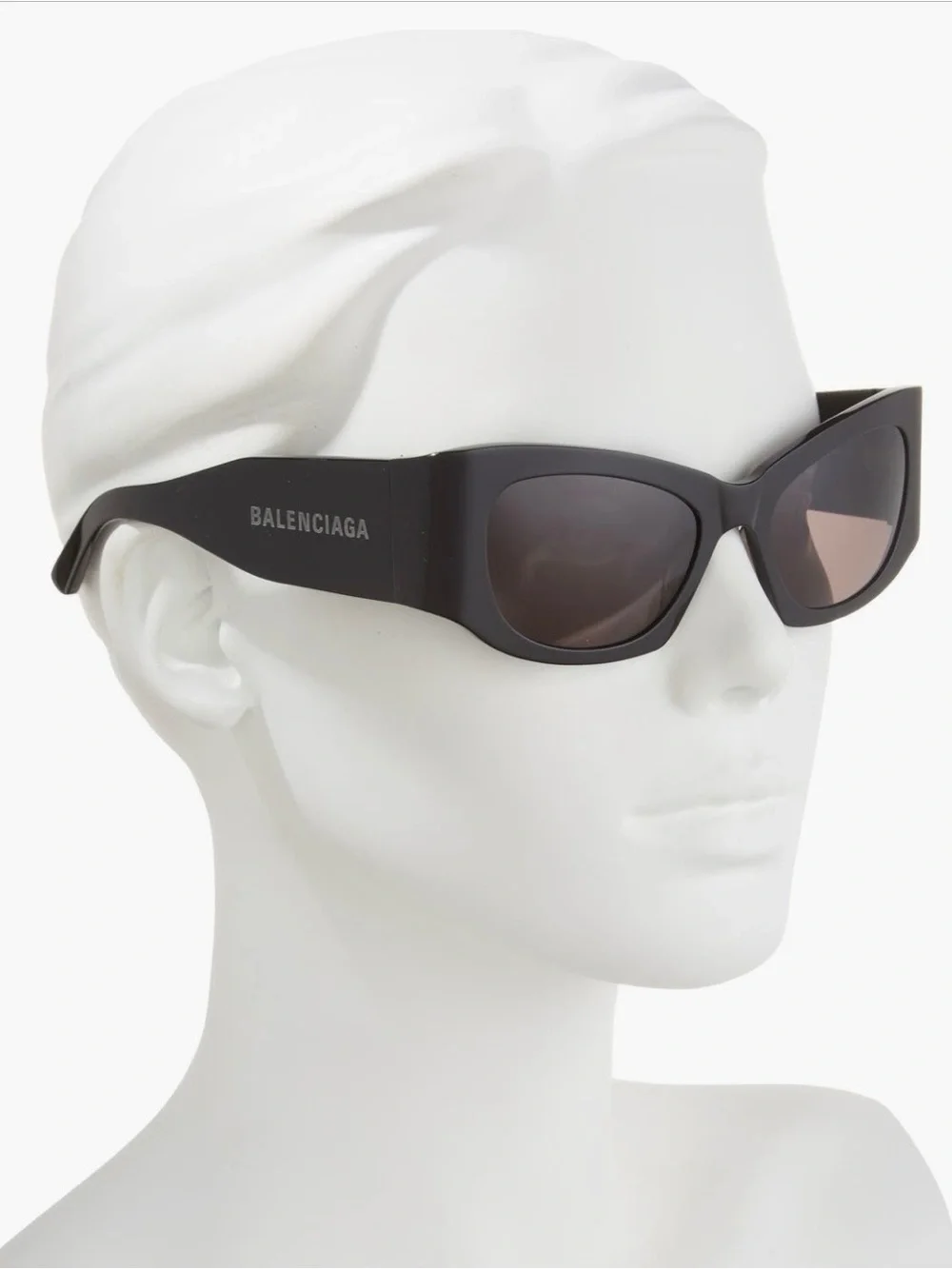Balenciaga Matte Black Cat-Eye Sunglasses with Dark Lenses